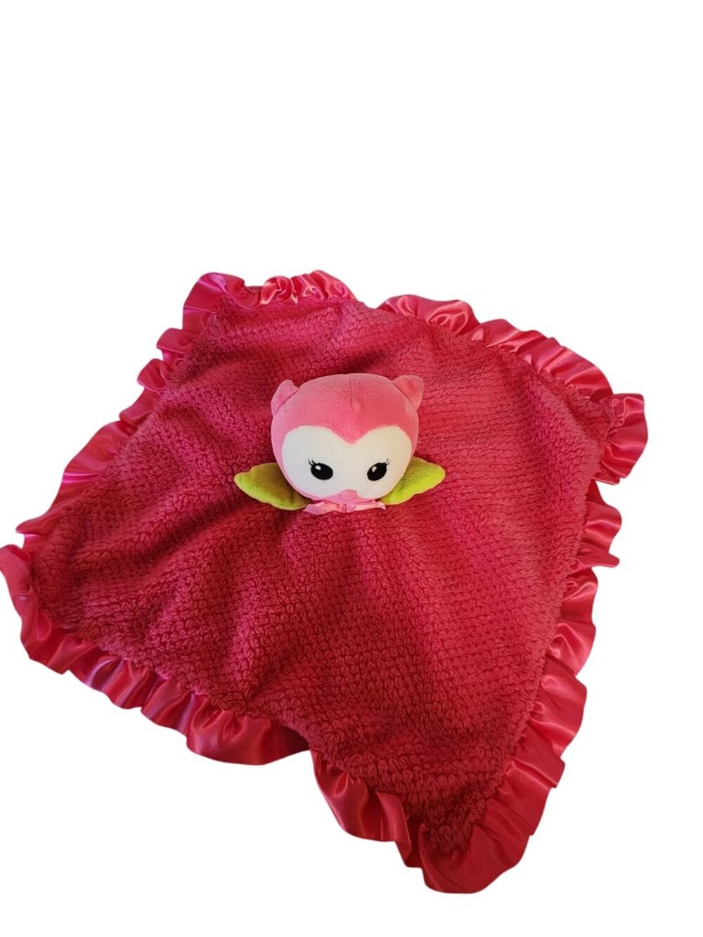 Okie Dokie Ruffle Owl Baby Blanket With Satin Back & Plush Toy